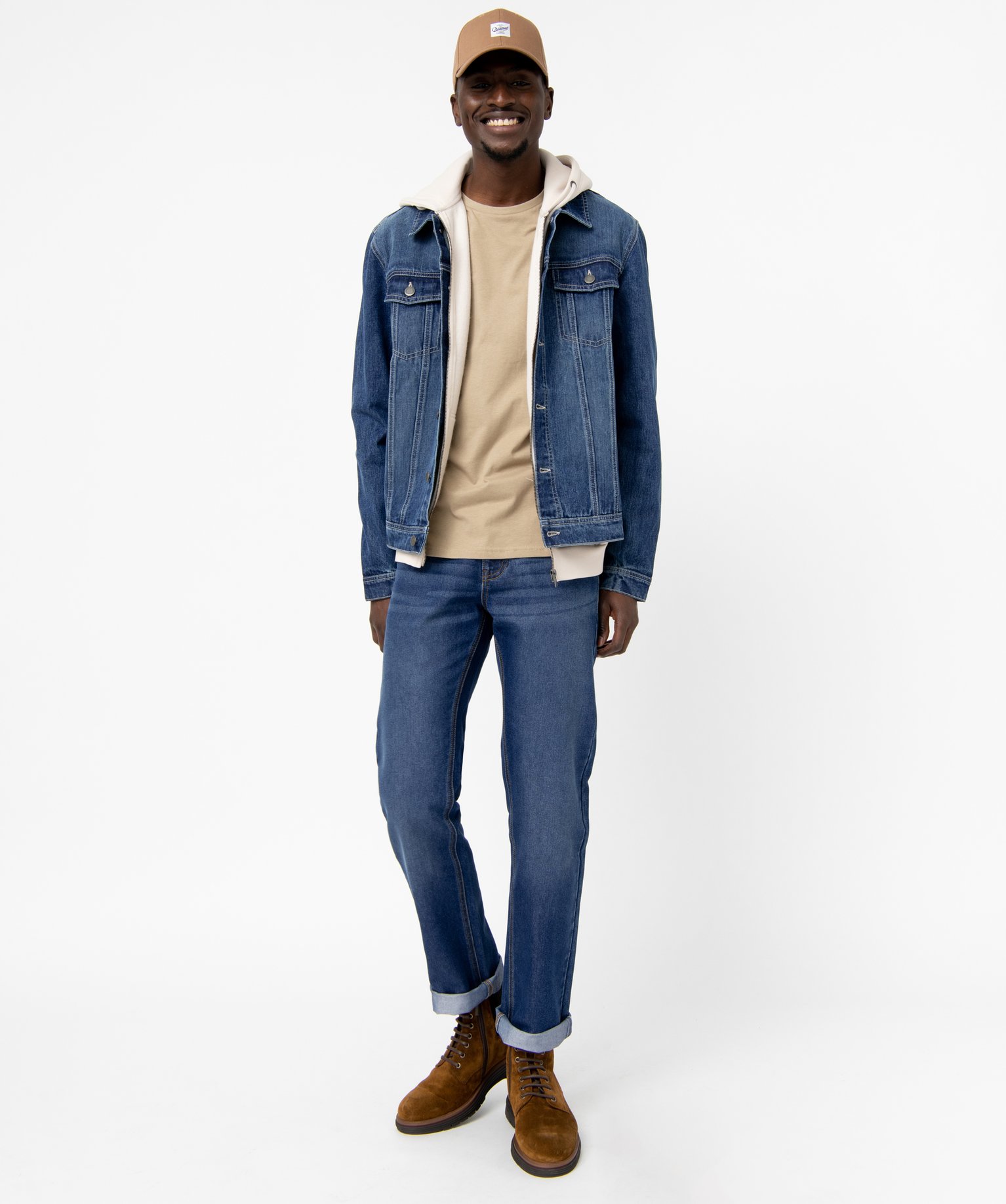 Veste en jean homme coupe droite stone | GEMO