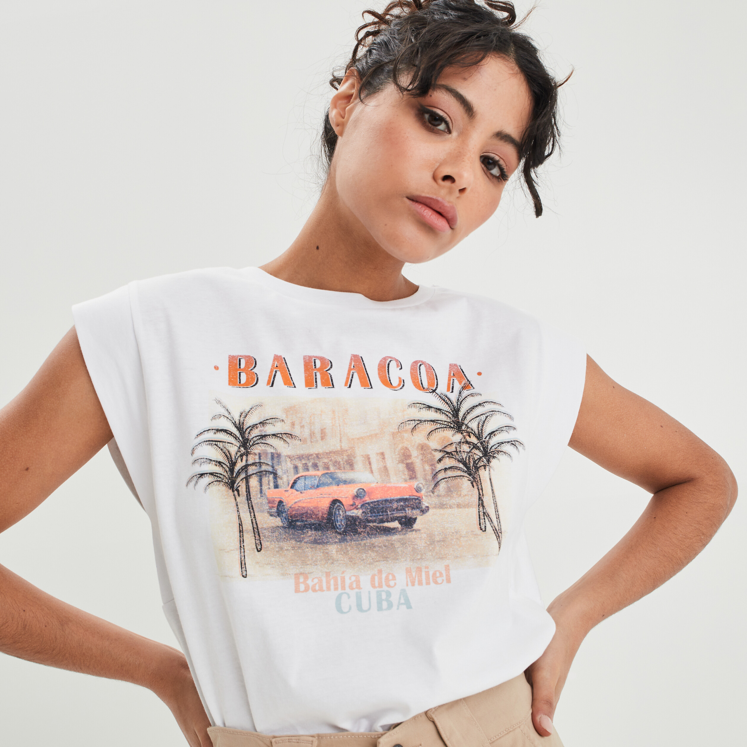 T-shirt manches courtes Liberto sable femme | La Halle