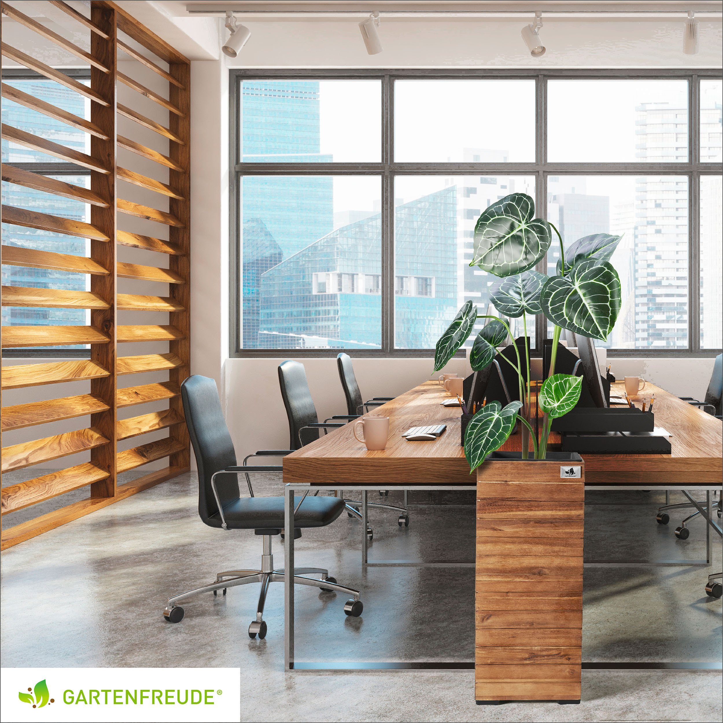 Gartenfreude Pflanzkübel Pflanzgefäß Holz horizontale Lamellen Optik