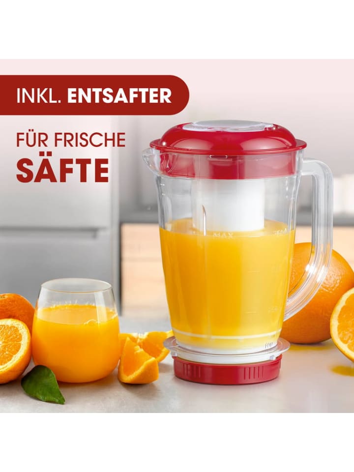 Gourmetmaxx GOURMETmaxx Mixer Mr. Magic - - Küchenmaschine - 18-tlg. - silber / rot günstig kaufen onesize