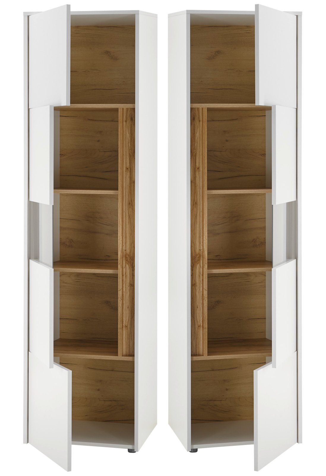 Furn.Design Mehrzweckschrank-Set Center, (Homeoffice Wohnwand in weiß mit Wotan Eiche, 4-teilig, 270 x 200 cm), integrierter Sekretär