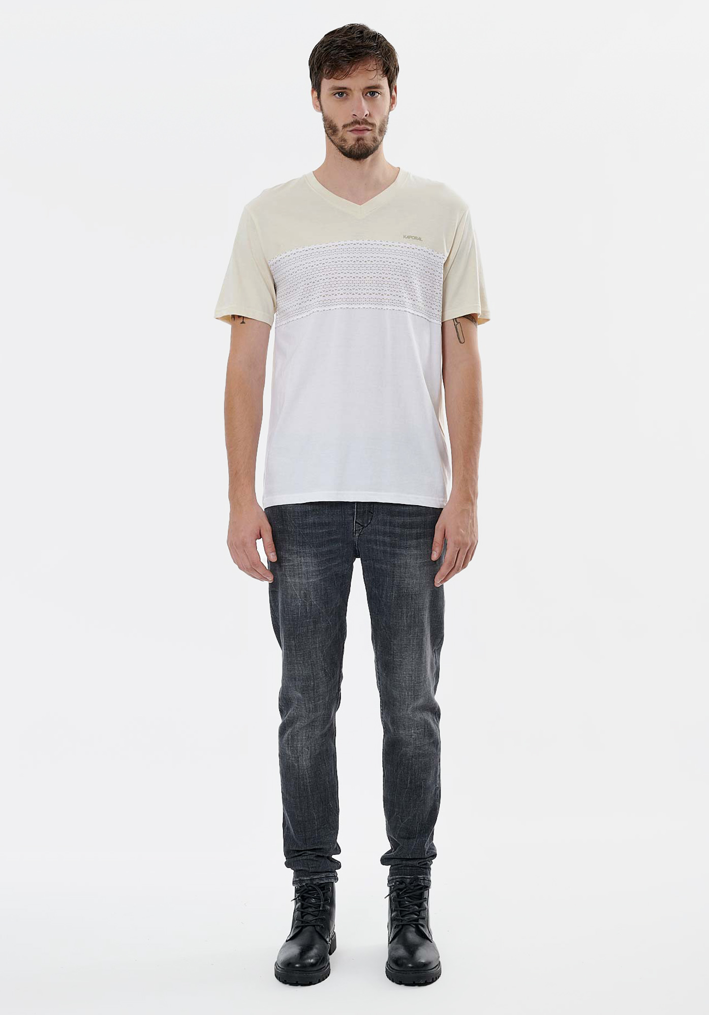 TEBA   T-shirt ecru homme 100% coton