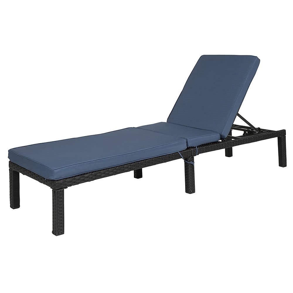 Mucola Gartenliege Sonnenliege Polyrattan Gartenliege mit Auflage Loungeliege, hochwertiges Polyrattan, verstellbar, inkl. Auflage