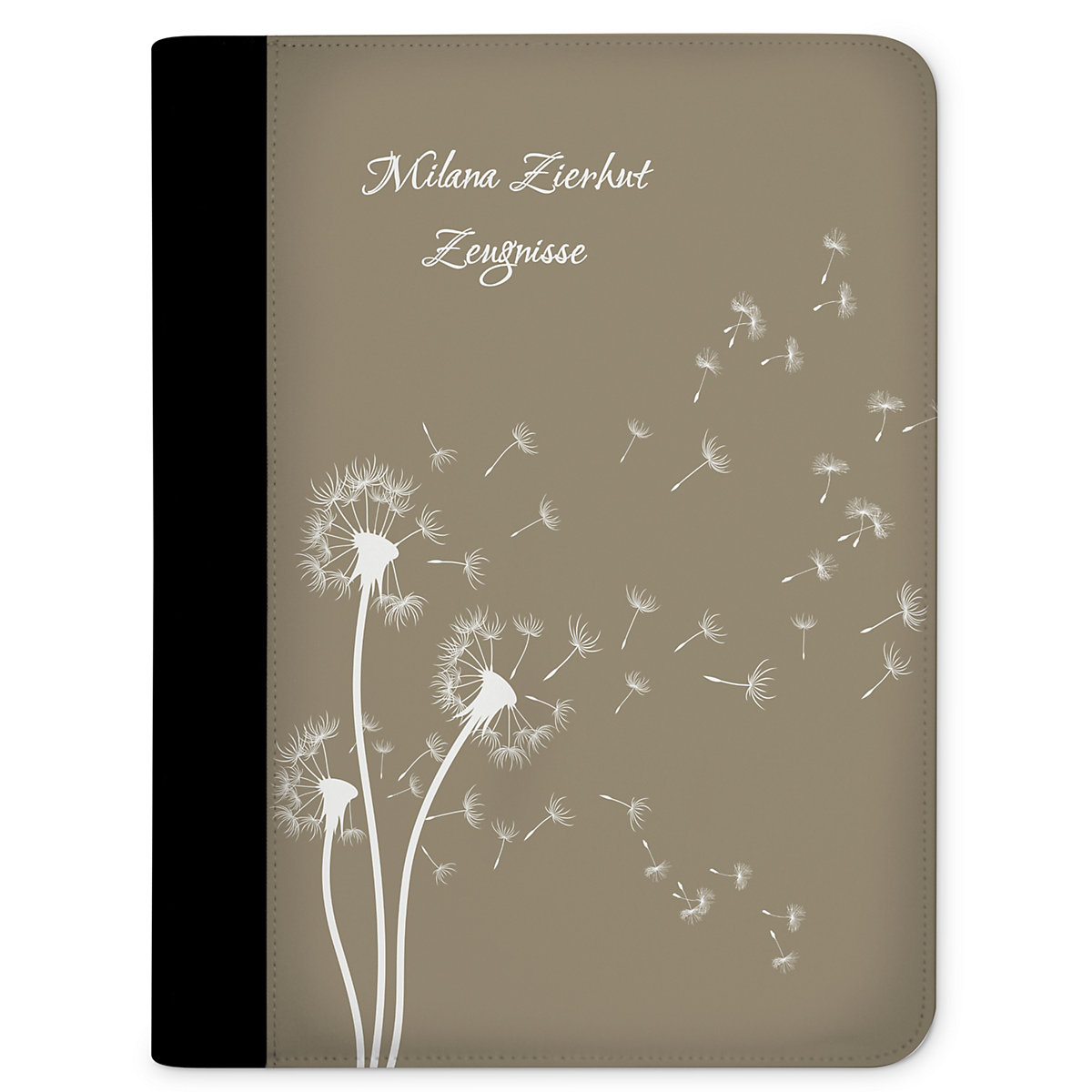 Zeugnismappe / Dokumentemappe mit Name personalisiert Pusteblume Beige