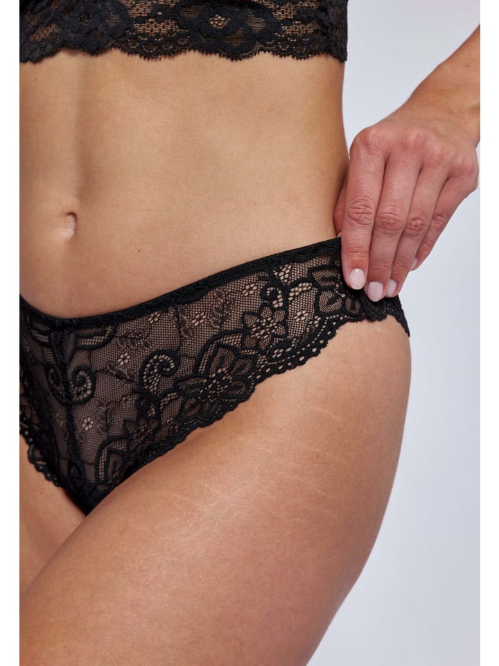 SNOCKS Brazilian Slips aus Spitze 3 Stück in Schwarz günstig kaufen