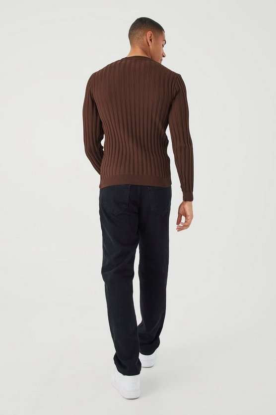 Langärmliger gerippter Muscle-Fit Pullover