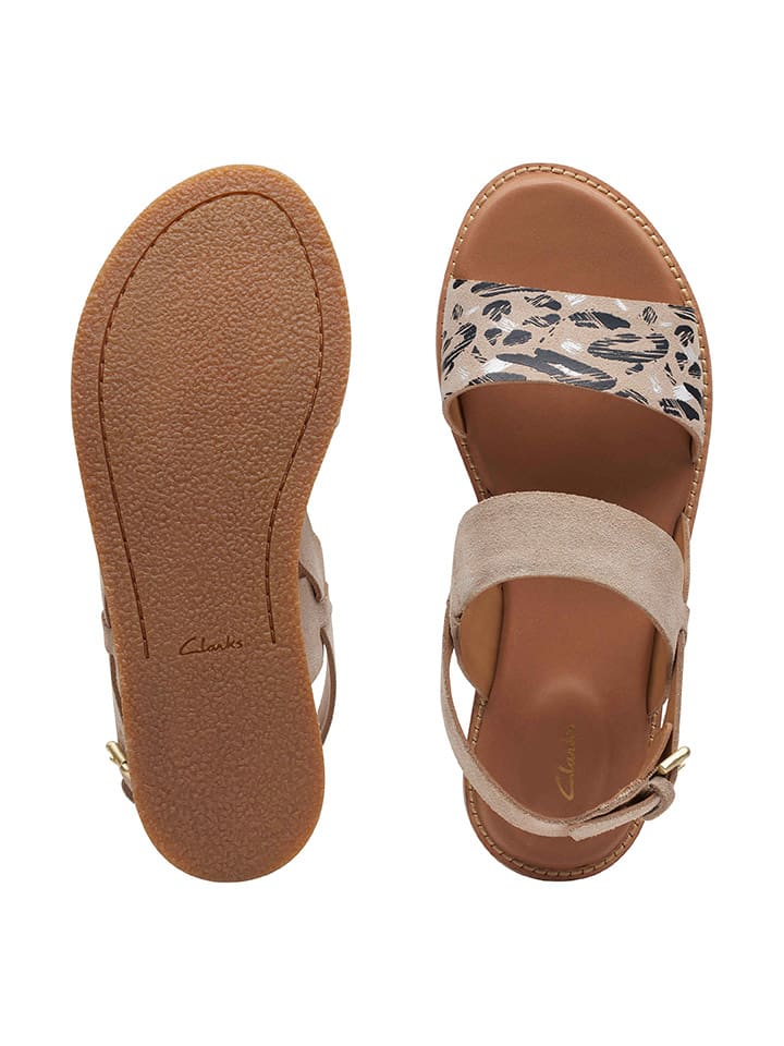 Clarks Leder-Sandalen in Beige/ Schwarz günstig kaufen