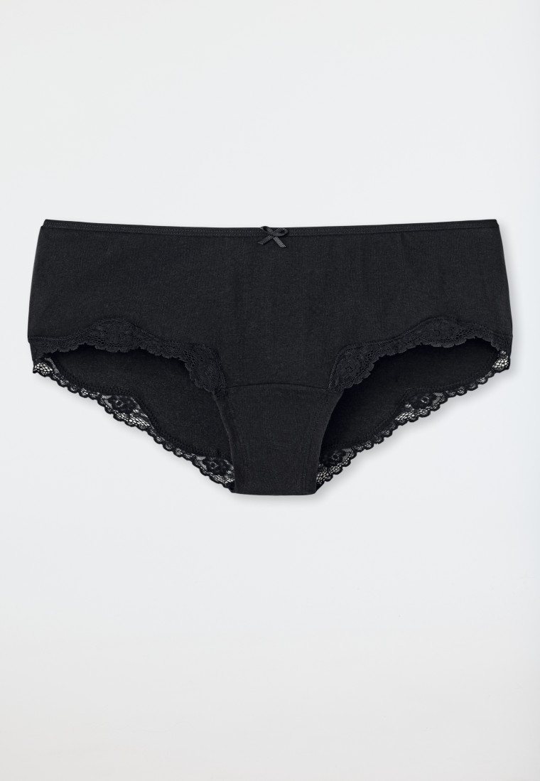 Bikini Hipster mit Spitze schwarz - Pure Cotton