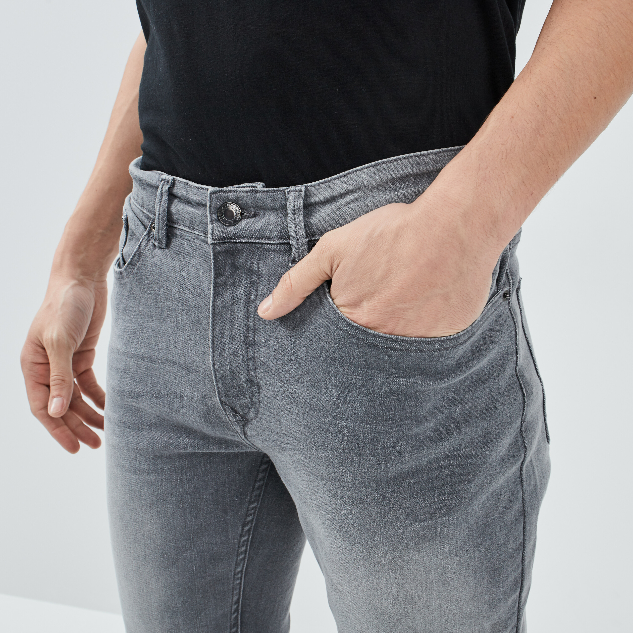 Jeans regular stretch denim gris homme | La Halle