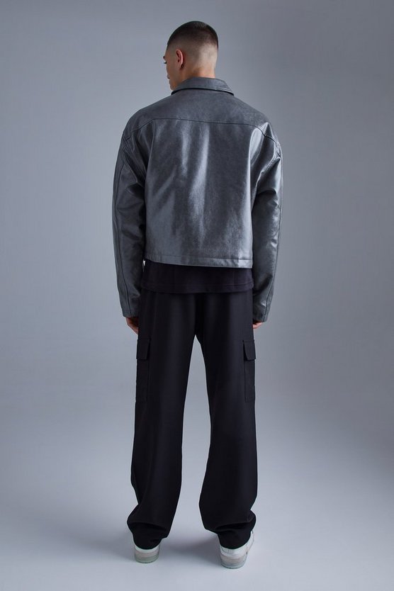 PU Harrington-Jacke mit Cargo-Taschen