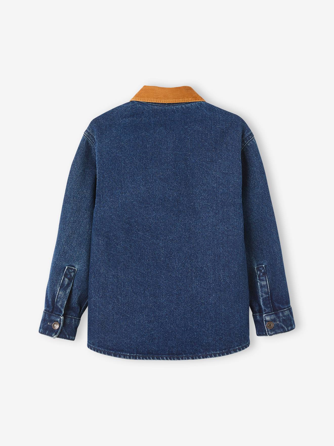 Surchemise en jean garçon col velours denim brut