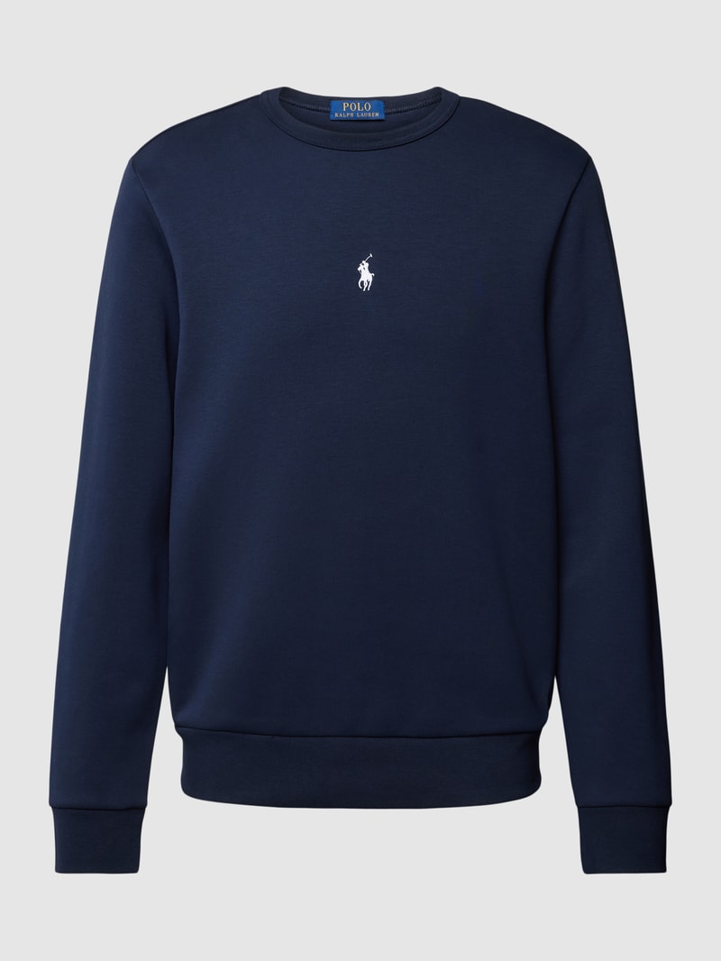 Sweatshirt mit Logo-Stitching in marineblau