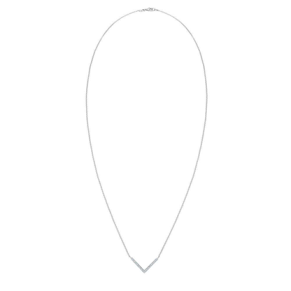 Elli Elli Collier Femme Pendentif en V Tendance avec Cristaux en Argent Sterling 925 collier