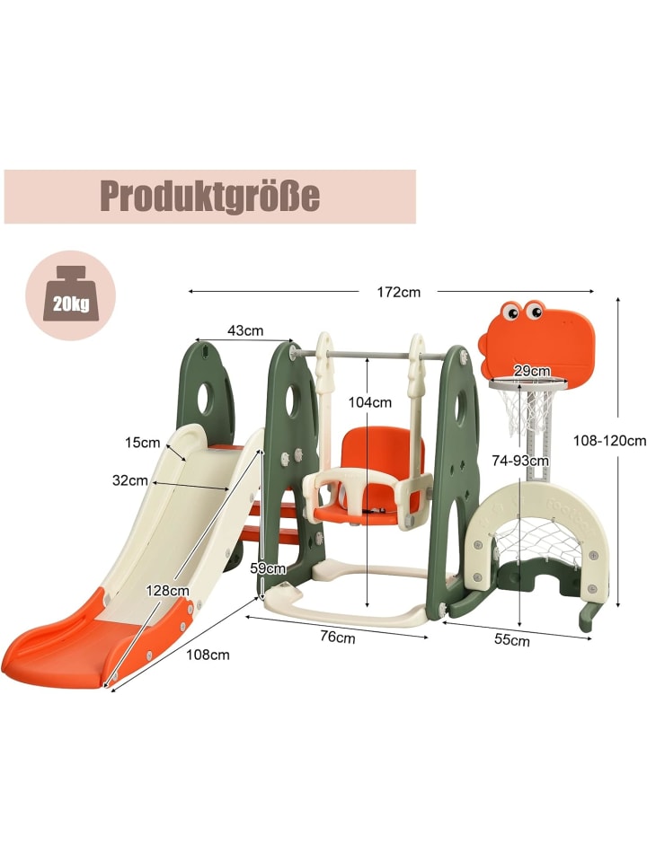 COSTWAY 6 in 1 Spielplatz in Orange günstig kaufen onesize