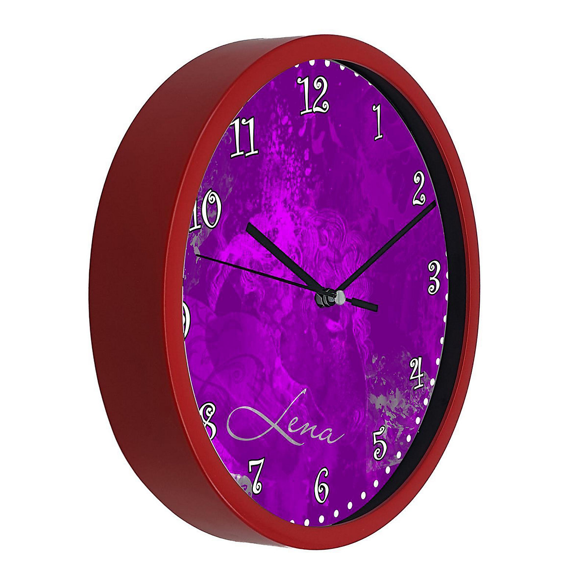Kinder Wanduhr personalisiert mit Name Traum Lila