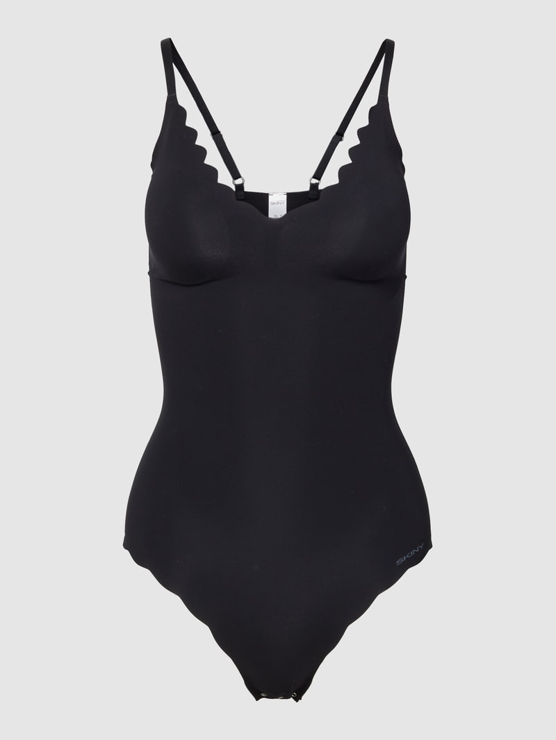 Body mit Muschelsaum in schwarz