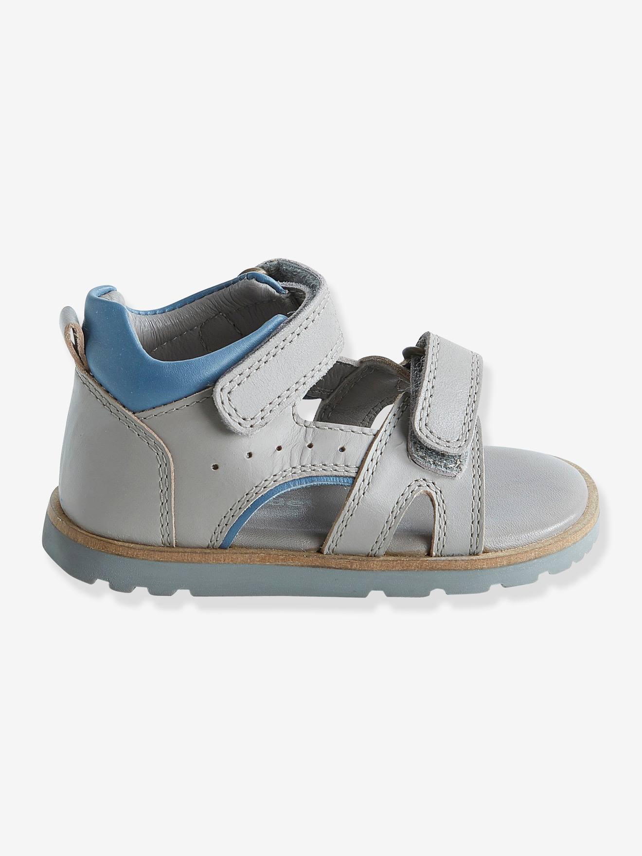 Sandales scratchées bébé garçon en cuir gris