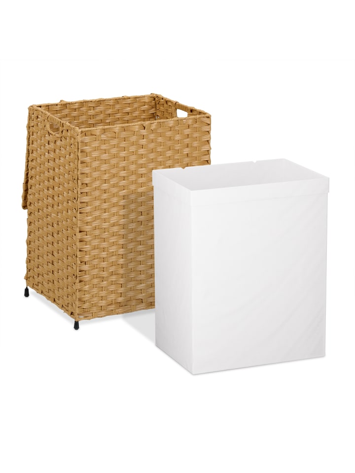 relaxdays Wäschekorb in Natur/ Beige - (B)46 x (H)60 x (T)34 cm günstig kaufen onesize