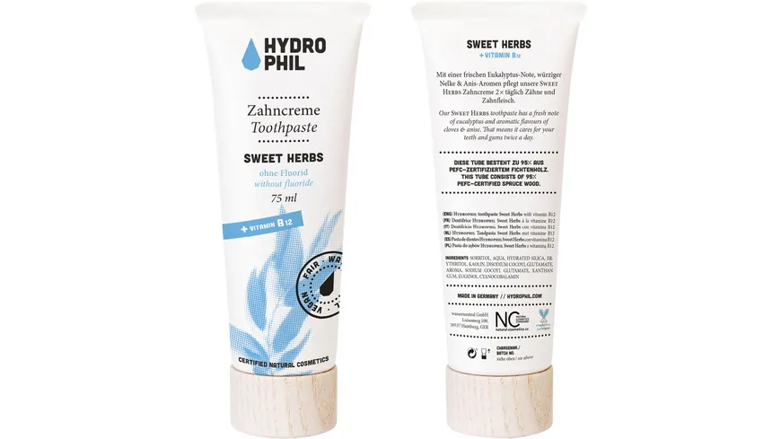 HYDROPHIL Zahncreme Sweet Herbs – mit frischer Eukalyptus-Note 75 ml