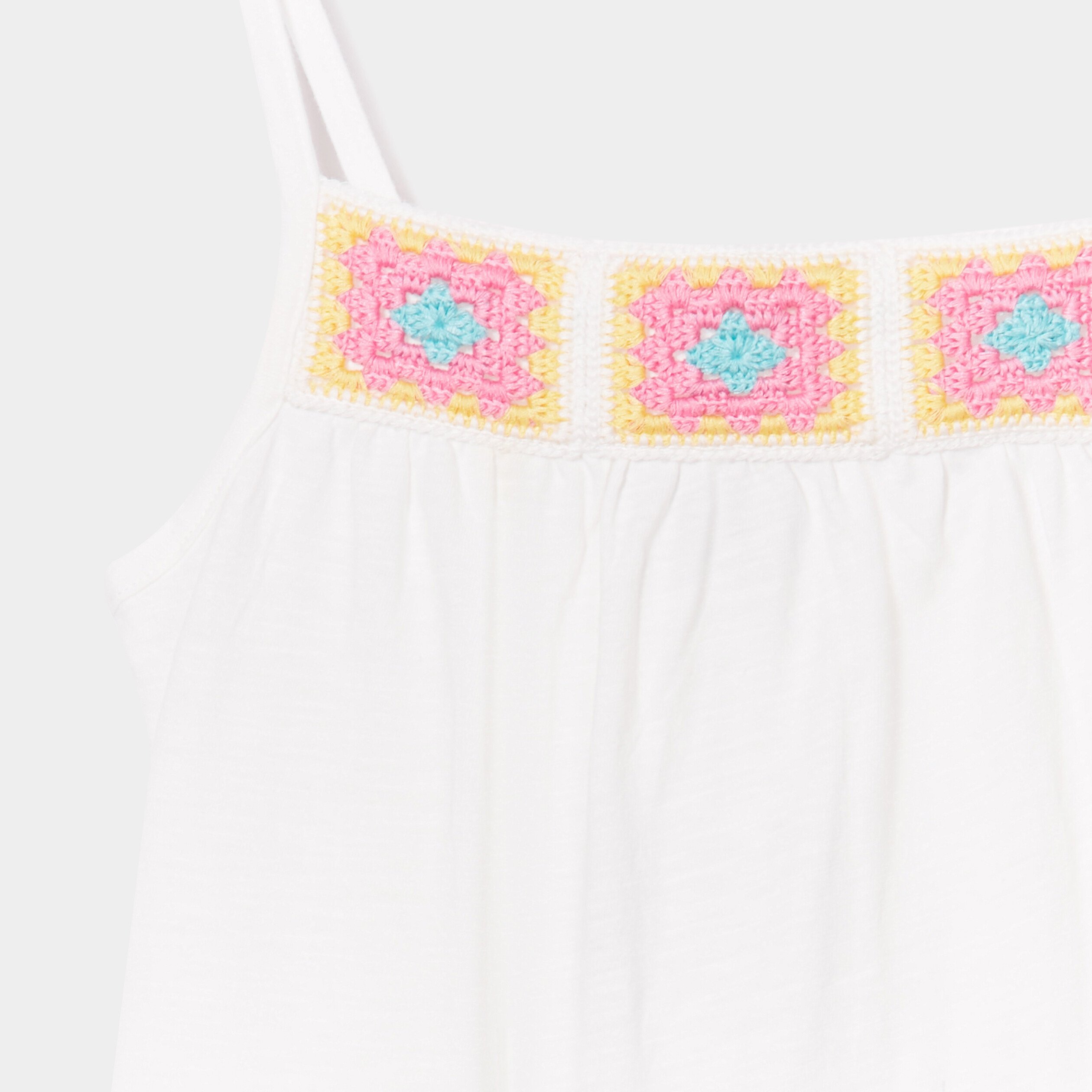 Robe droite à bretelles avec crochet ecru fille | La Halle