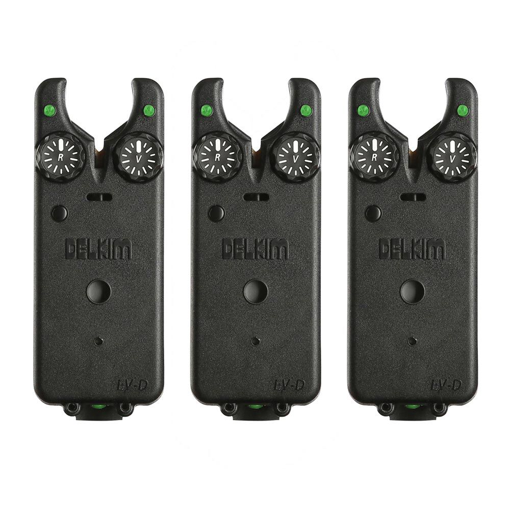 Pack of 3 Delkim EV-D Digital Green Carp Bite Alarms