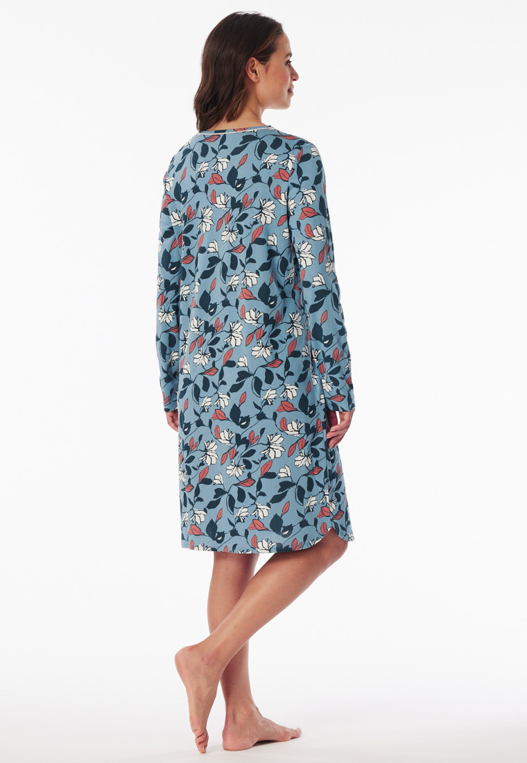 Nachthemd langarm Blumen mehrfarbig bedruckt - Comfort Nightwear