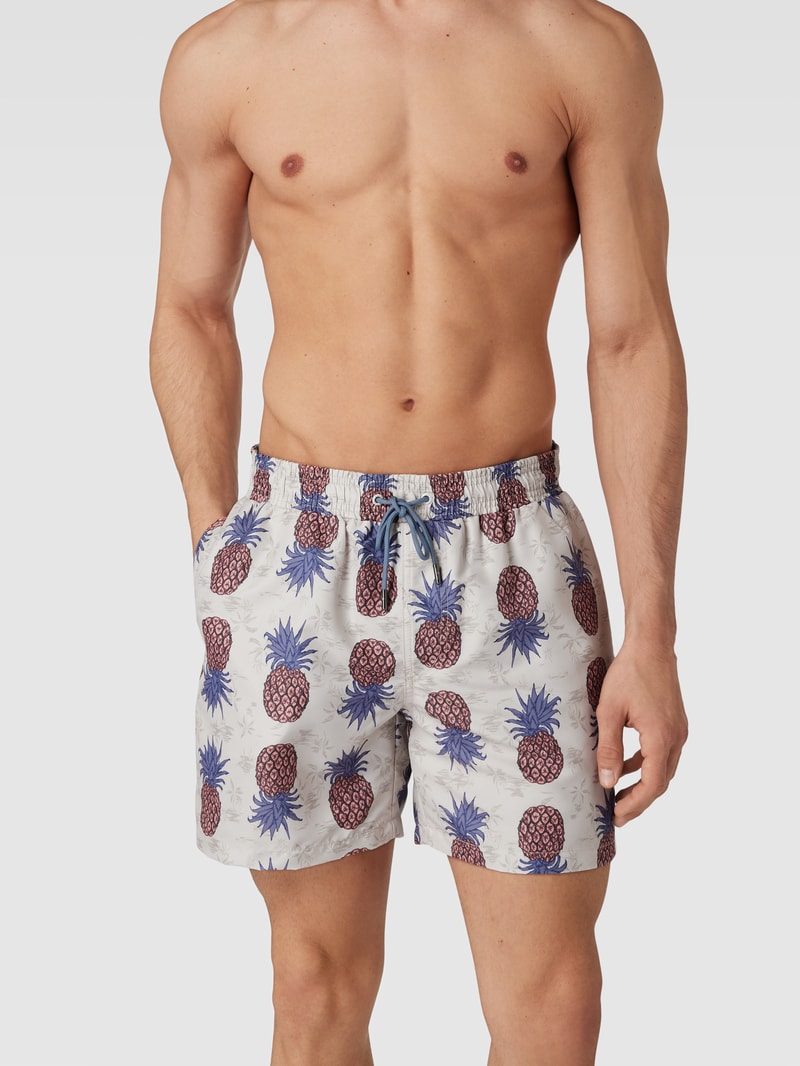 Badehose mit Allover-Muster in offwhite
