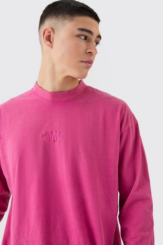 Oversized Man Extended Neck Washed Long Sleeve T-shirt