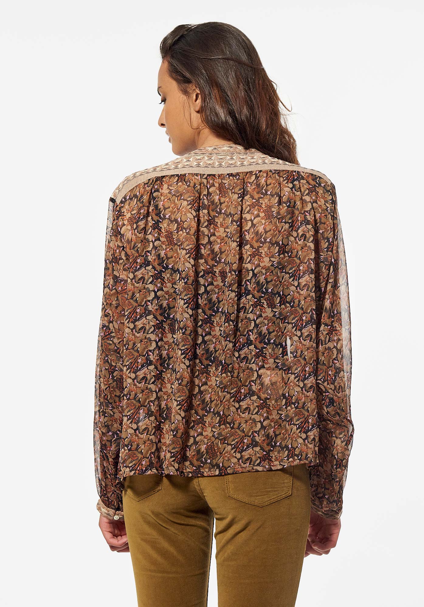 NETY   Blouse fleurie marron Femme