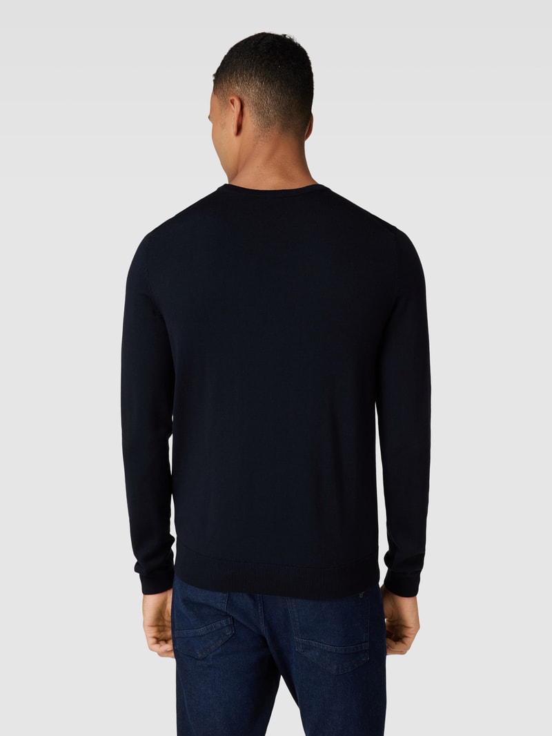 Pullover aus Schurwolle mit Rundhalsausschnitt in marineblau