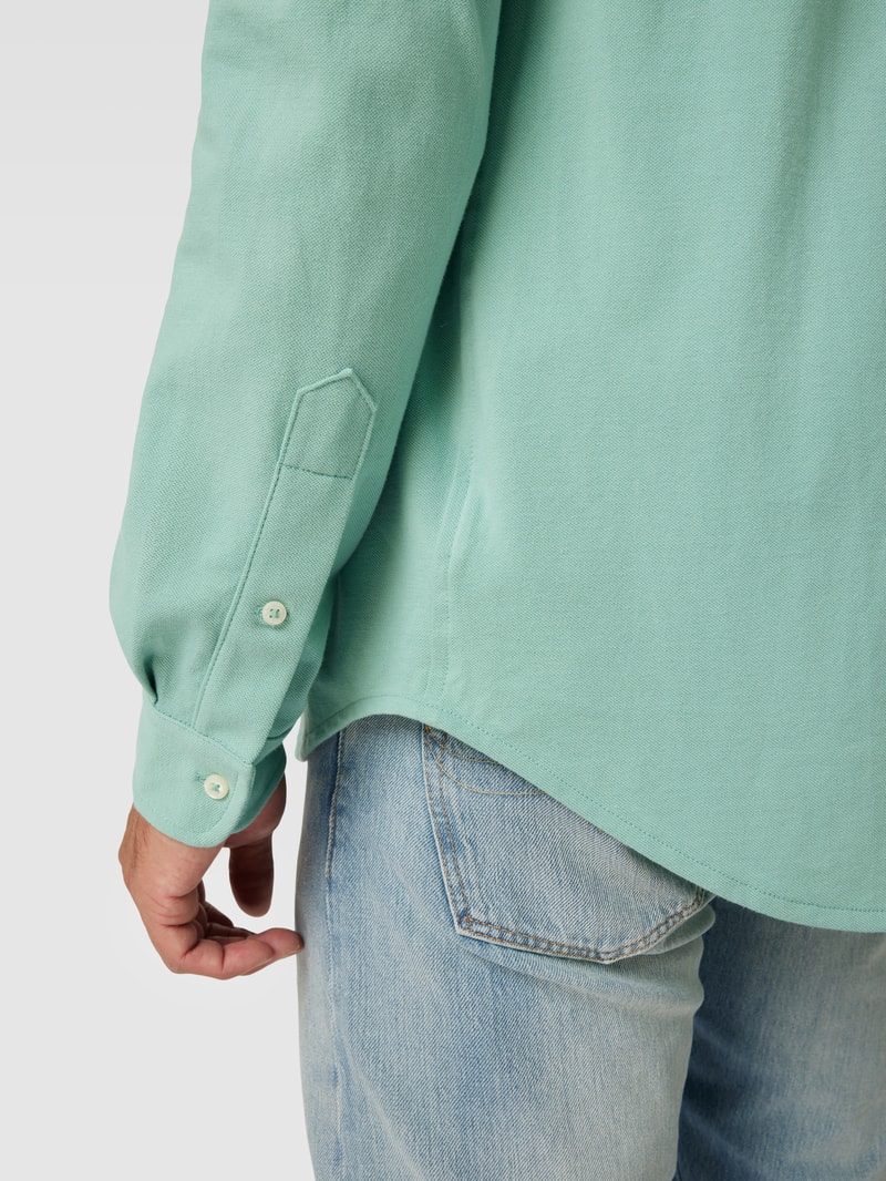 Regular Fit Freizeithemd mit Logo-Stitching in hellgrün