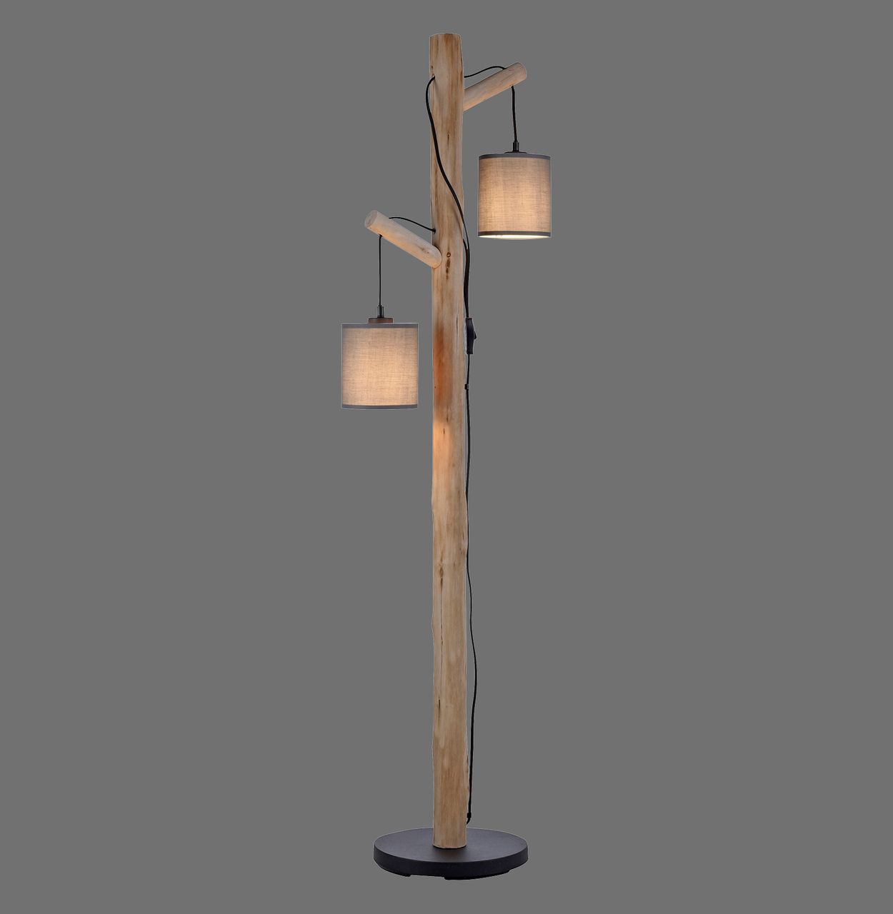 JUST LIGHT Stehleuchte GREEN TRIBU, 2x E27/10,00Watt max., Eukalyptusholz, Taupe