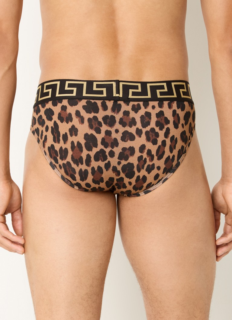 Versace gaćice s leopard printom i logo trakom