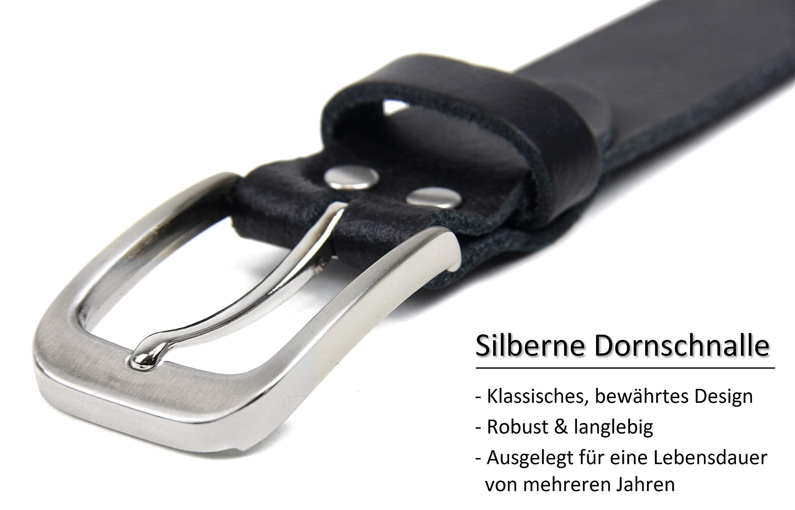 Frentree Ledergürtel aus 100% Echtleder, MADE IN GERMANY 3 cm breiter Gürtel aus Leder, kürzbar, Schwarz