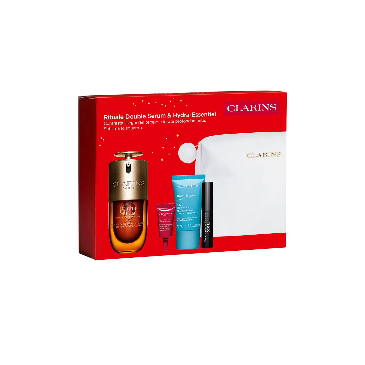 Double Serum COFANETTO Rituale Double Serum & Hydra-Essentiel - Cofanetto Antirughe, Siero viso effetto globale, Crema viso giorno idratante, Tratt.viso 24 ore antirughe, Mascara