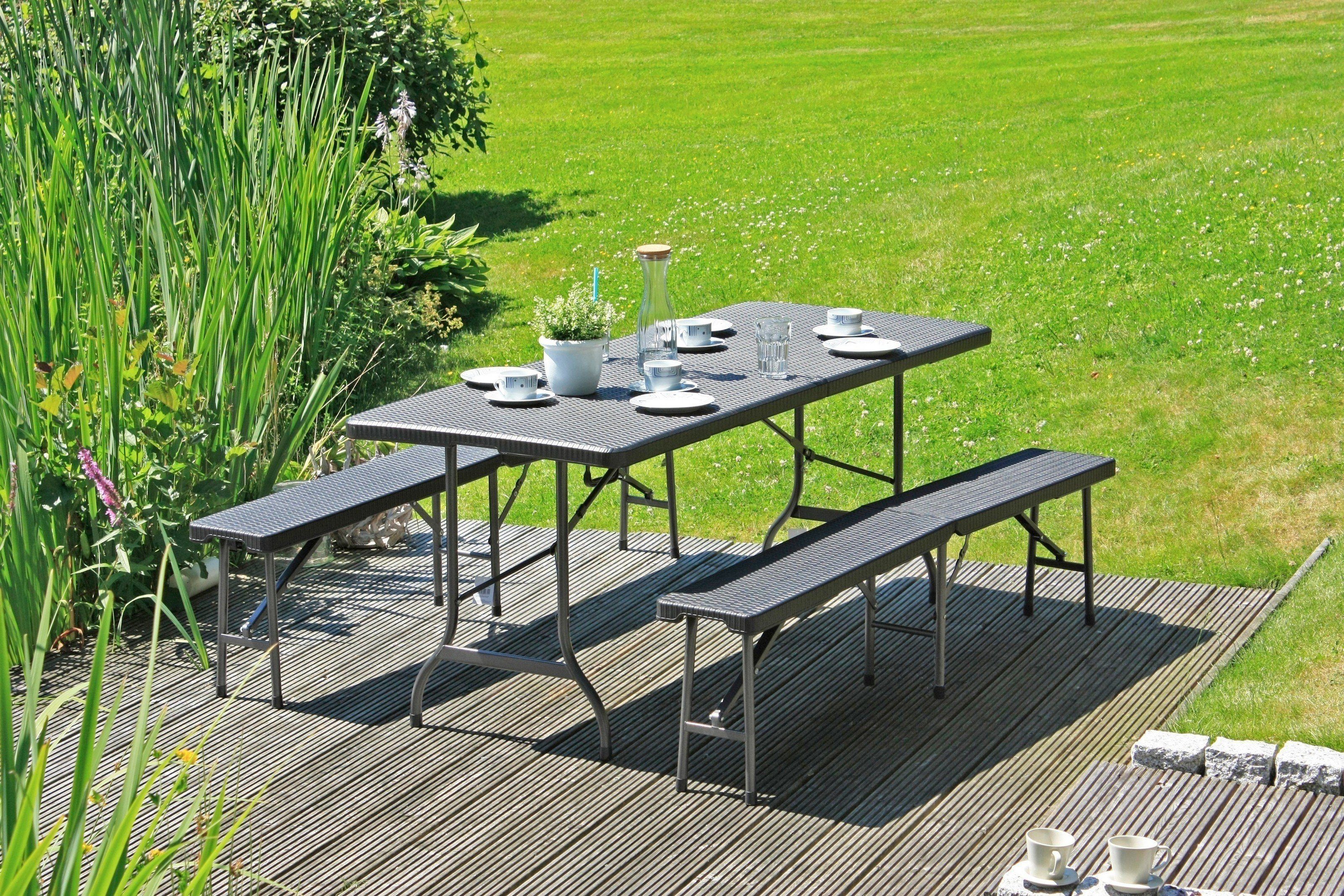 möbelando Bierzeltgarnitur Ventana, (BxHxT: 180x73x75 cm), in schwarz