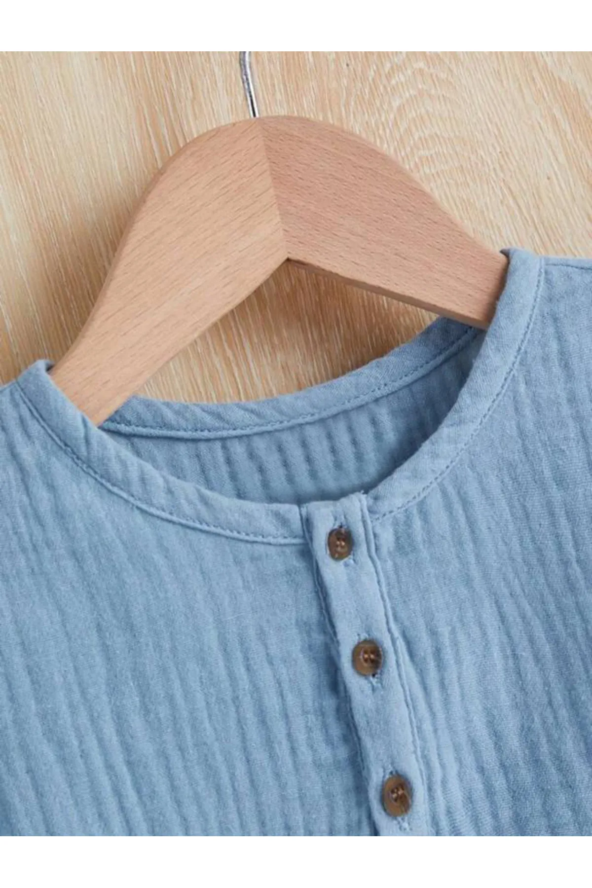 Bubito  Unisex-Set mit geknöpften Musselin-Unterhosen und Shorts aus 100 % Baumwolle für Babys und Kinder, Blau