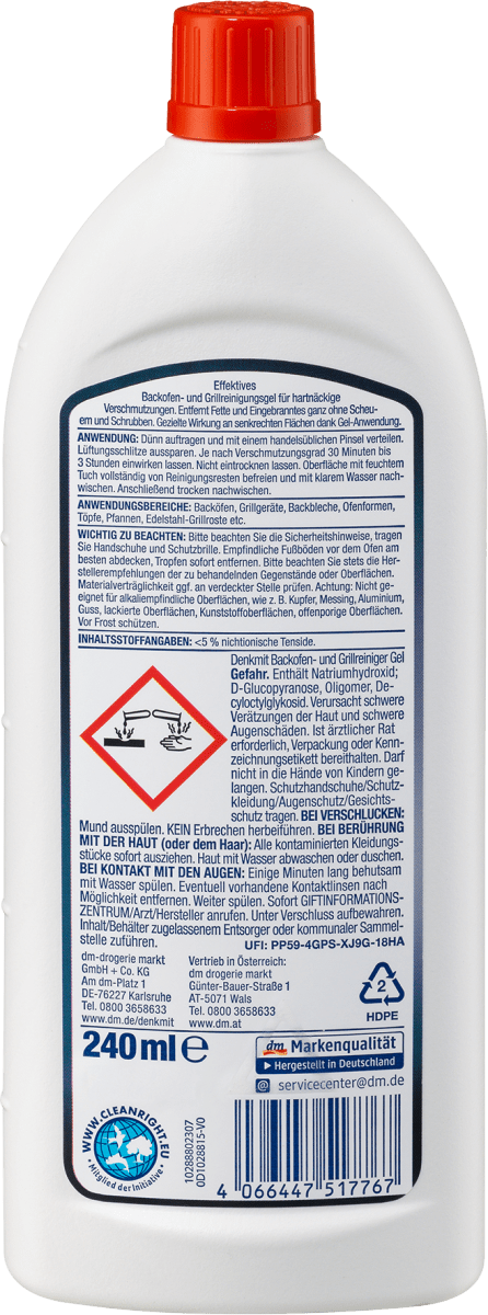 Backofen- und Grillreiniger Gel, 240 ml