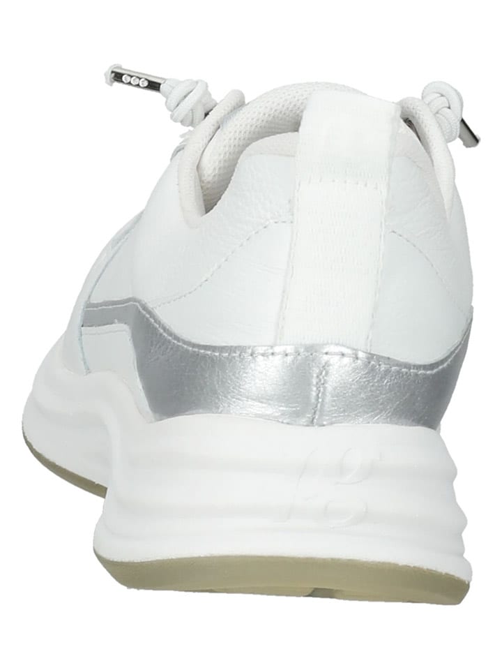 Paul Green Leder-Sneakers in Weiß/ Silber günstig kaufen
