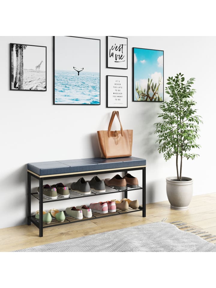 VCM  Metall Holz Sitzbank Schuhregal Schuhbank Taliro in Honig-Eiche günstig kaufen onesize