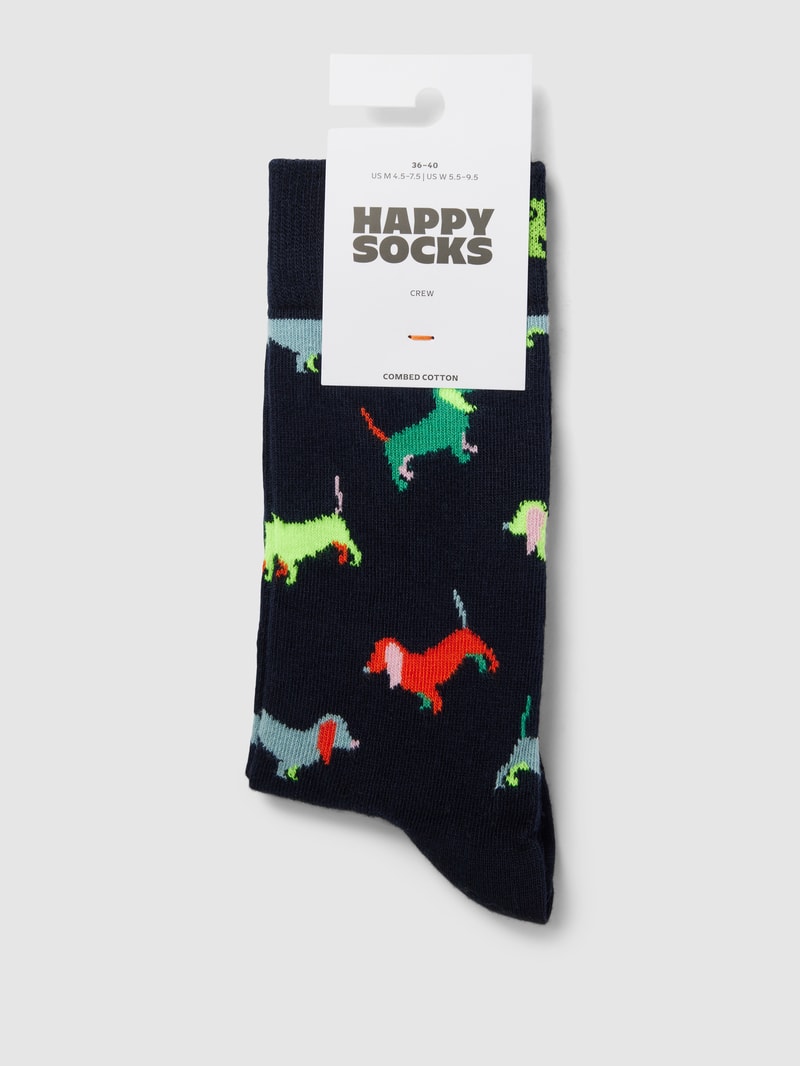 Socken mit Motiv-Print Modell 'Puppy Love' in marineblau