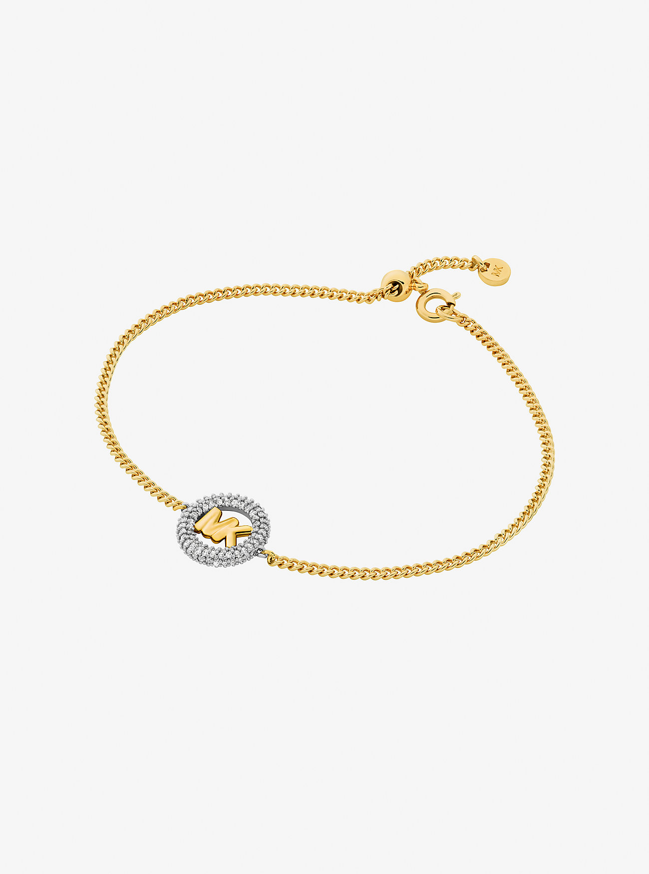 Pavé and Logo Charm Two-Tone Slider Bracelet - TWO TONE