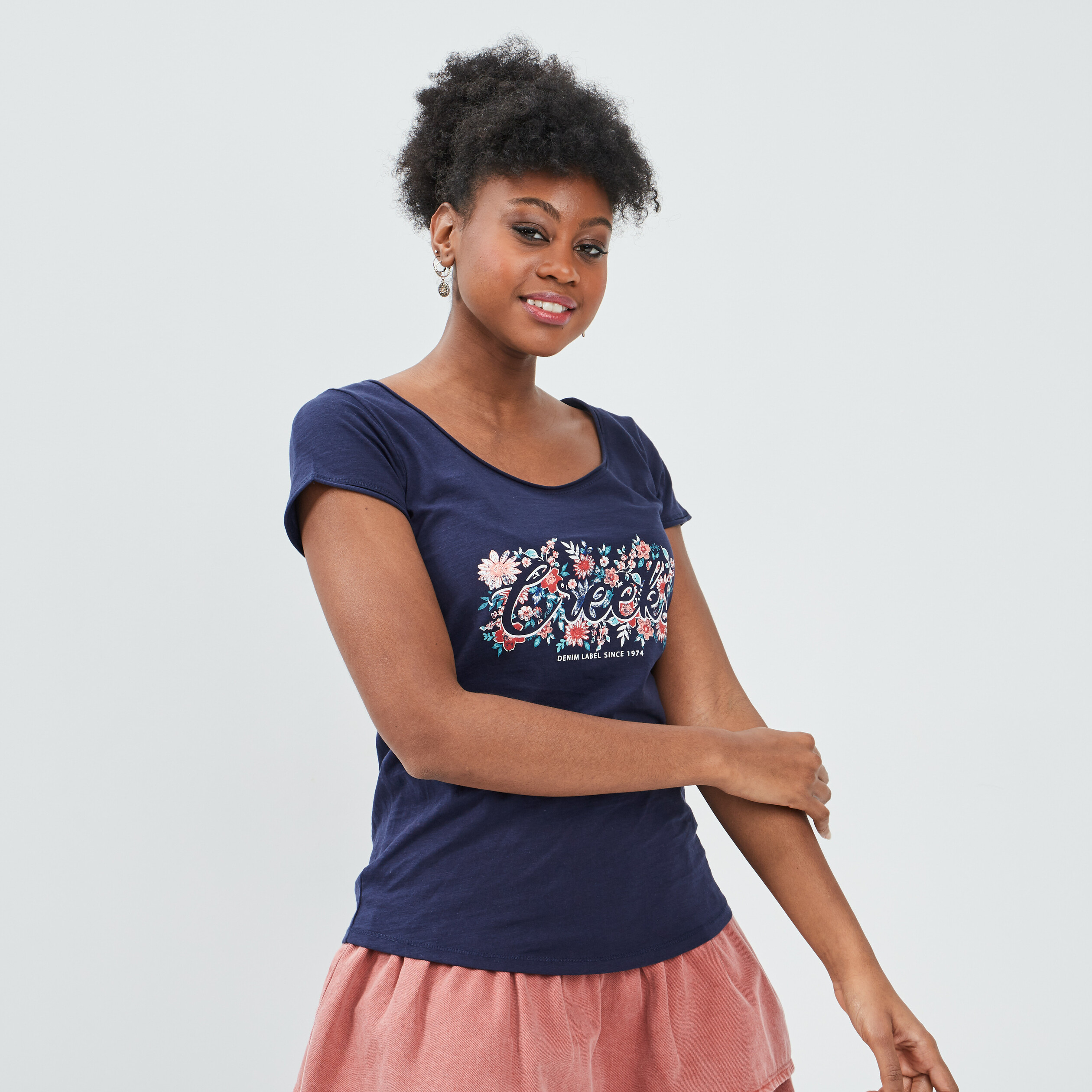 T-shirt manches courtes Creeks bleu marine femme | La Halle