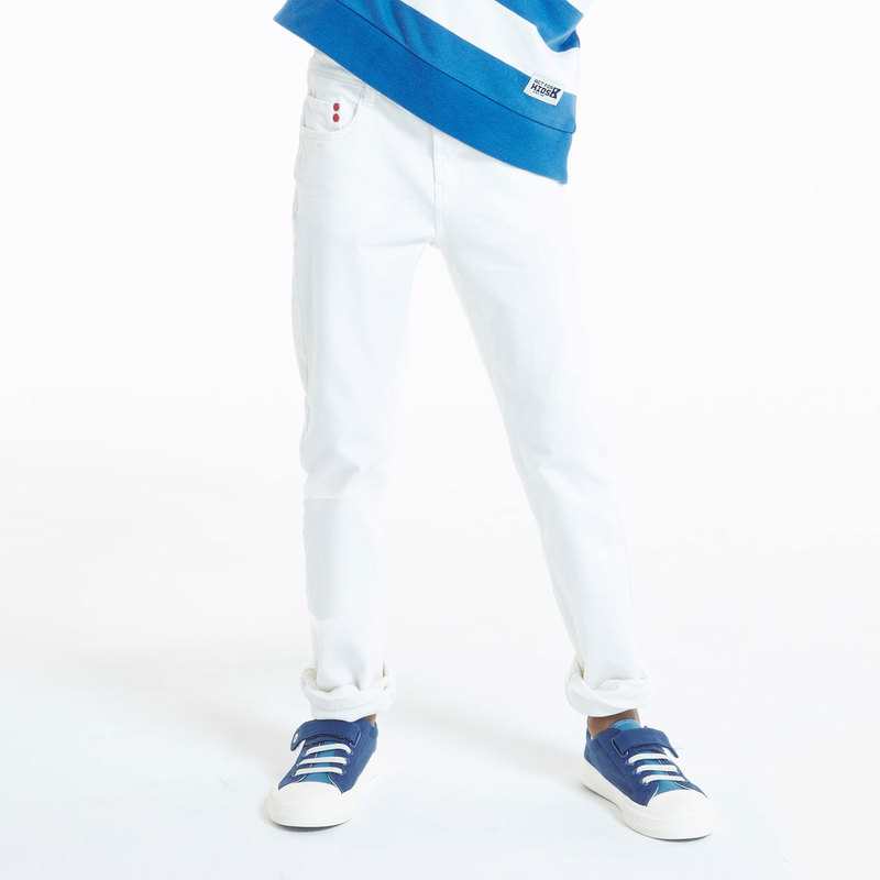 Pantalon slim en toile uni blanc garçon