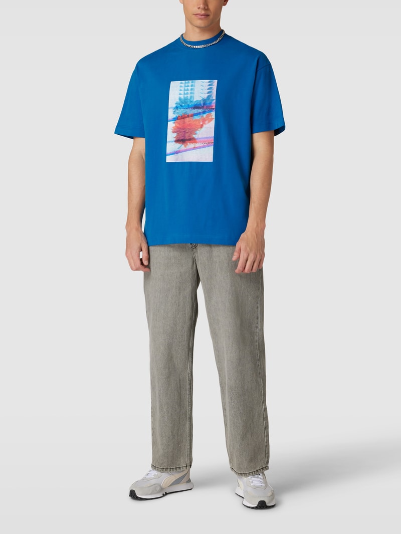 T-Shirt mit Motiv-Stitching Modell 'MOTION' in royalblau