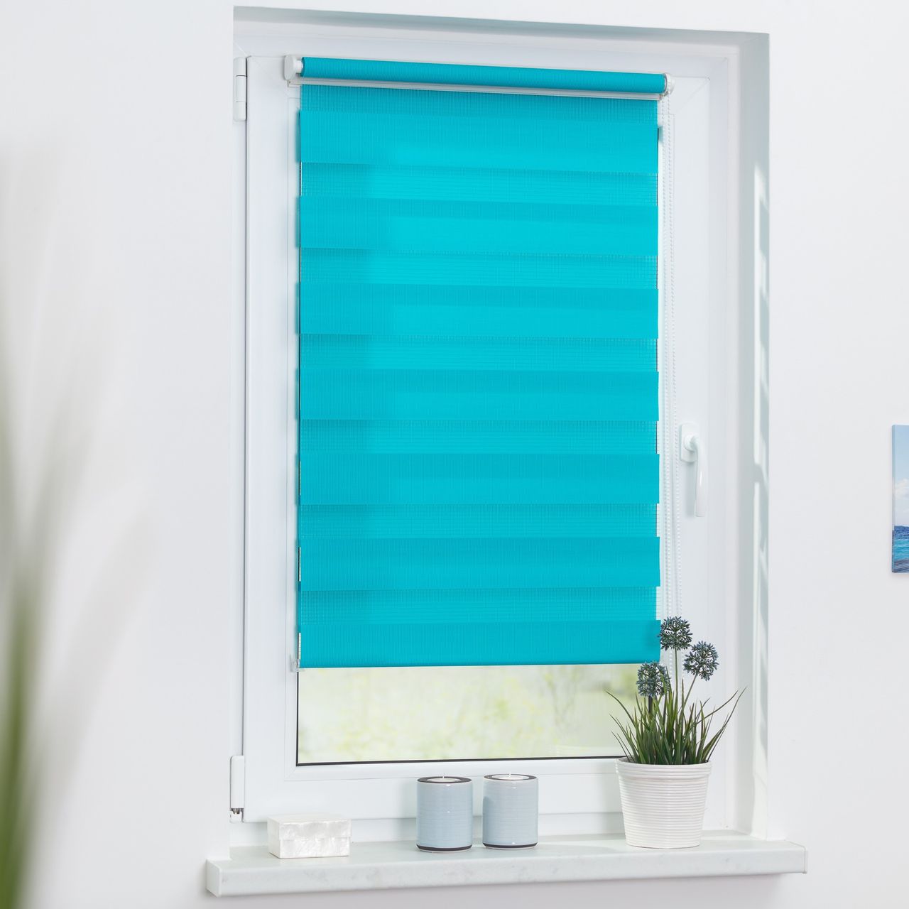 Lichtblick Duo-Rollo Klemmfix, ohne Bohren - Blau, 80 cm x 150 cm (B x L)