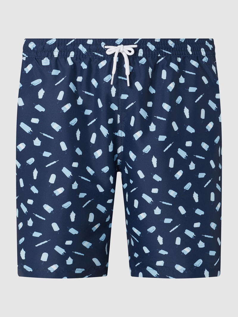 PLUS SIZE Badehose mit Allover-Muster in dunkelblau