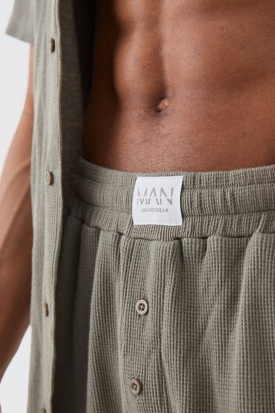 Loungewear-Hemd in Waffeloptik & lockere Hose