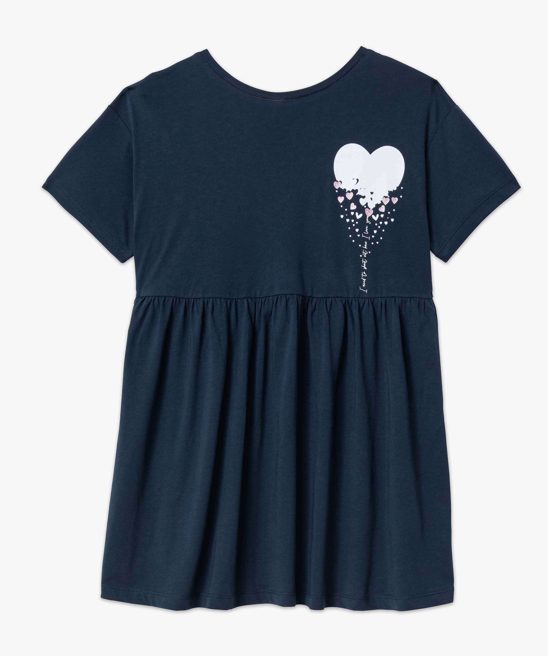 Tee-shirt de grossesse à motif avec large volant dans le bas bleu | GEMO