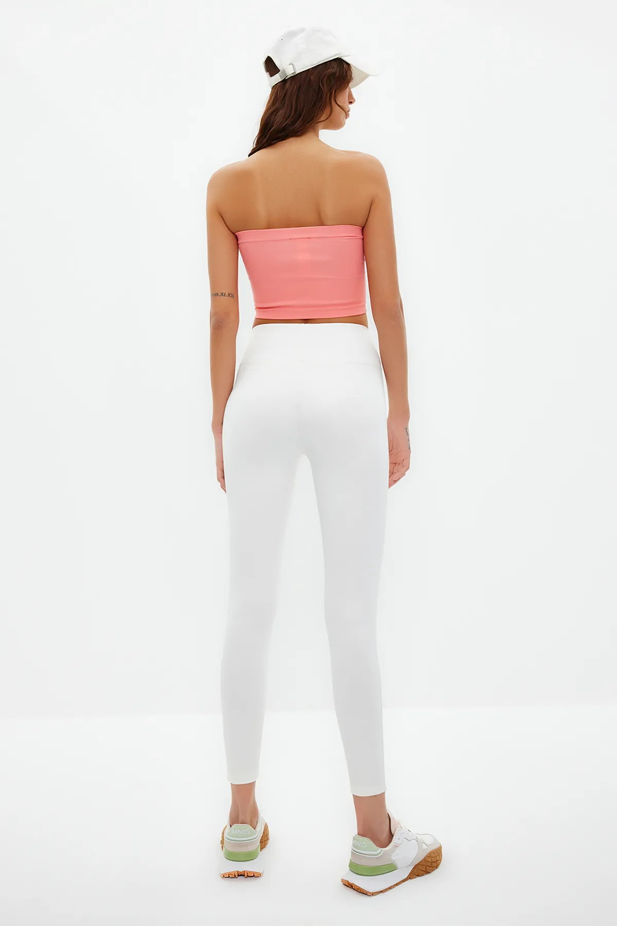 Trendyol Collection  Weiße verschiebbare, elastische Sport-Leggings mit breiter Taille und extra Erholung in voller Länge, gestrickt, TWOAW21TA0029